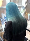 ルーツカラー デザインカラー ロング ブリーチ ターコイズ 水色