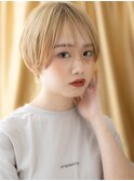 小顔ショート/ハイトーン/ブリーチ/ブロンドベージュ/外国人風e