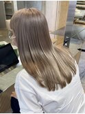原宿暗めミルクティーベージュレイヤーカットオリーブベージュ
