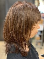 ヘアークリアー 春日部 ミセス 大人可愛いミディアムウルフレイヤー ベージュブラウン