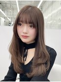 暖色ブラウンカラー/韓国レイヤーカット/重め前髪　上野