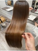 大人可愛い透明感立体感ナチュラルブラウン×エアストレート