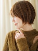 アプリコットオレンジ小顔丸みショートマッシュY上尾10代20代