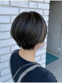 30代40代大人かっこいいコントラストハイライト×ショート