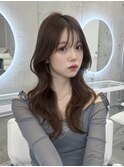 韓国くびれヘア/ロングレイヤー/透明感グレージュカラー/表参道