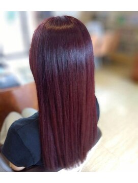 マニス(manis) 髪質改善ナチュラルストレートロングヘア×ピンクバイオレット