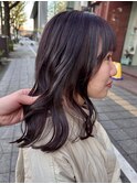 ピンクブラウン/ブリーチなし/ミディアムセミロング/20代30代