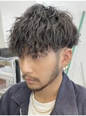 天神ツイストスパイラルパーマレットヘアマッシュウルフカット