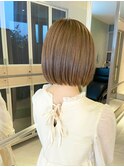 【坂本拓麻】大人かわいいぱっつんボブ/艶髪透け感ベージュ