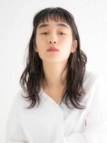 アース 川崎店(HAIR&MAKE EARTH) レディース_セミロング_ショートバング_黒髪_コテ巻き_