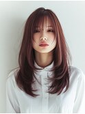 ボルドーカラー/艶カラー/レイヤーカット/顔周りレイヤー