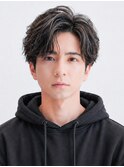 スーツ短髪ツーブロック束感モテる黒髪シークレットパーマ流行