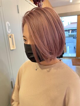 ピンクベージュ 前髪なしショート L シーソー See Saw のヘアカタログ ホットペッパービューティー