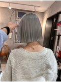 黒髪/グレーベージュ/レイヤーロング/前髪パーマ[鹿児島中央駅]