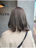 大人ミディナチュラルくびれヘア韓国ブロンドベージュ立川