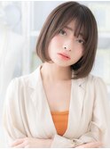 ★グレージュカラーエアーストレート大人ボブ20代30代40代★10