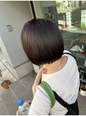 ミニボブ似合わせカット暗髪ツヤ髪ピンクパープル