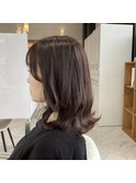 秋カラーのくびれ巻きミディアムボブ