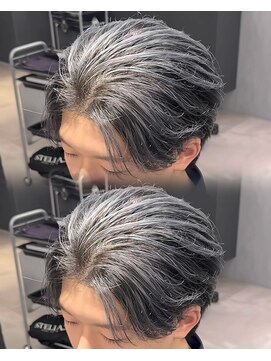 ステラ(STELLA) メンズ/バレイヤージュ/センターパート/ブリーチ＆ダブルカラー