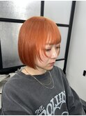 オレンジ × ミニボブ × 顔まわりレイヤー