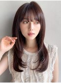 サイドバングくびれヘアデジタルパーマ薄めバングうるツヤ