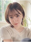 ショートボブ切りっぱなしボブレイヤーカット髪質改善前髪カット