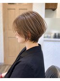 30代、40代/丸みくびれショートボブ×白髪染めハイライト/大宮