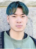 サイドグラデーション七三オールバックツイストパーマ