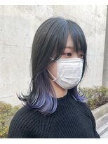 アクアオモテサンドウ(ACQUA omotesando)&nbsp;＊インナーカラー紫パープル×ブリーチなしグレージュカラー