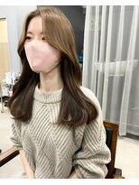 カミエ(kamie)&nbsp;＊ミルクティーベージュ ブリーチなしダブルカラー 韓国風ロング