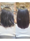 黒髪まとまるツヤ髪美髪ストレート髪質改善ミディアム30代40代