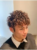 メンズカットツイストスパイラルパーマフォワードフェード