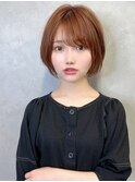 斜めバング　ミントアッシュ　フレンチカジュアル