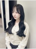 ブルーブラック/ブリーチなし/韓国ヘア/前髪/顔まわり/シースル