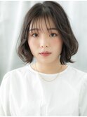 モカブラウンふわ外ハネくびれボブq小山30代40代