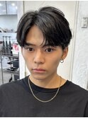 メンズフェザーショート刈り上げセンターパート波打ちパーマ渋谷