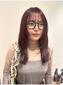 レイヤーカット　ウルフヘア　ハッシュカット　葡萄カラー
