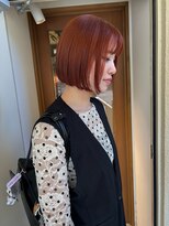 ラミエ バイ メルト 吉祥寺(lamie by melt)&nbsp;小川/ブリーチなしwカラーボブオレンジレッド顔まわりカット