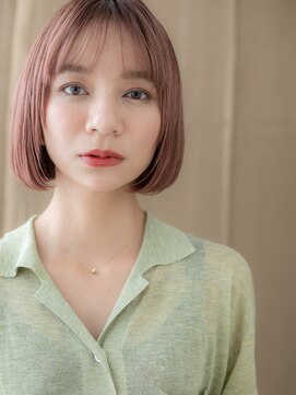 モッズヘア 越谷(mod's hair) チェリーレッド艶感ストレート切りっぱなしボブ311W越谷20代30代