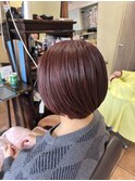 ショートボブ×ブリーチなしオレンジブラウン