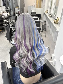 シェイロ(Cielro) 【ハイトーン×エクステで作るパープル×ブルーデザインカラー】