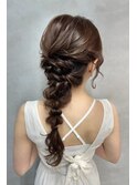 【ローポニーテール】結婚式銀座お団子カチモリタイトヘアセット