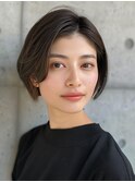 40代/50代/60代ひし形小顔ショートボブ絶壁解消レイヤーカット
