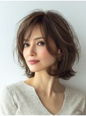 白髪ぼかし脱白髪染め似合わせショートボブ40代50代60代
