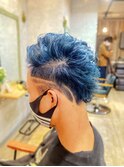 インディゴ#ディープブルー#ツーブロックショート