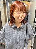 毛利/20代くびれボブ大人可愛いオレンジブラウンぱっつん前髪
