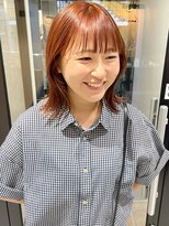 ラミエバイメルト 下北沢(lamie by melt)&nbsp;毛利/20代くびれボブ大人可愛いオレンジブラウンぱっつん前髪