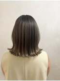 小森谷,黒髪,グレーベージュ,ハイライトカラーe34
