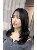 ワンカールで簡単◎レイヤーカット×アッシュブラック