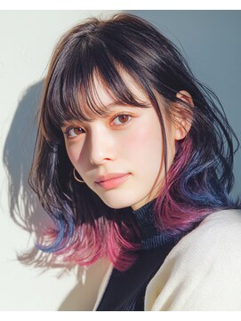 トワ 仙台店(toi) 【韓国・レイヤーボブ】エンドカラーブルーチェリーレッド